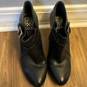 Vince Camuto Black Leather Heeled Booties